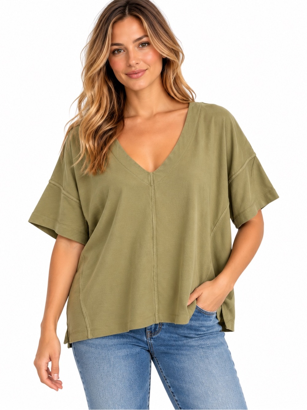 Poetry Womens Size 14 Pullover Top Lagenlook Short Sleeve Boxy Relaxed Fit
